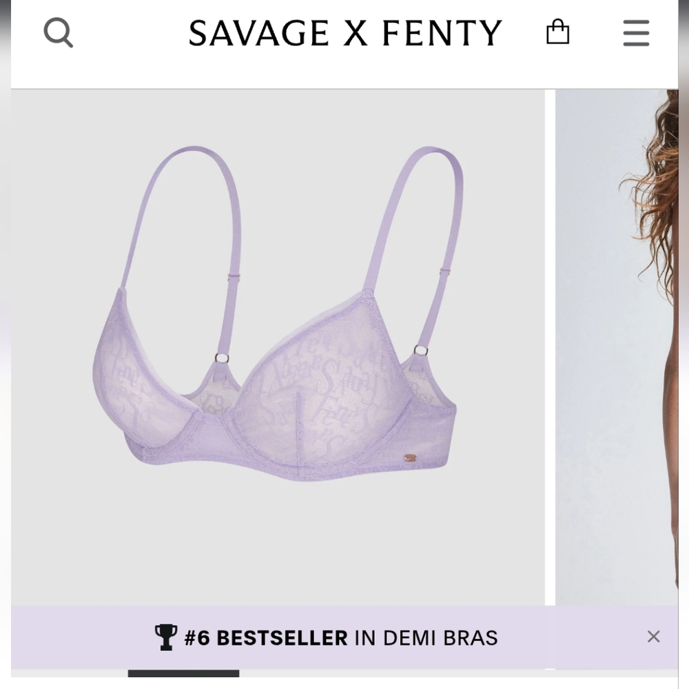 Savage X Fenty Purple Wireless Bra Seamless Comfort